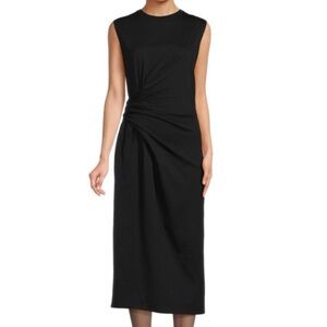 Frame Ruched Sleeveless Dress in Black